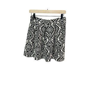 Xhilaration Skirt Women M Black White Elastic Waist Skater Circle Tribal Aztec